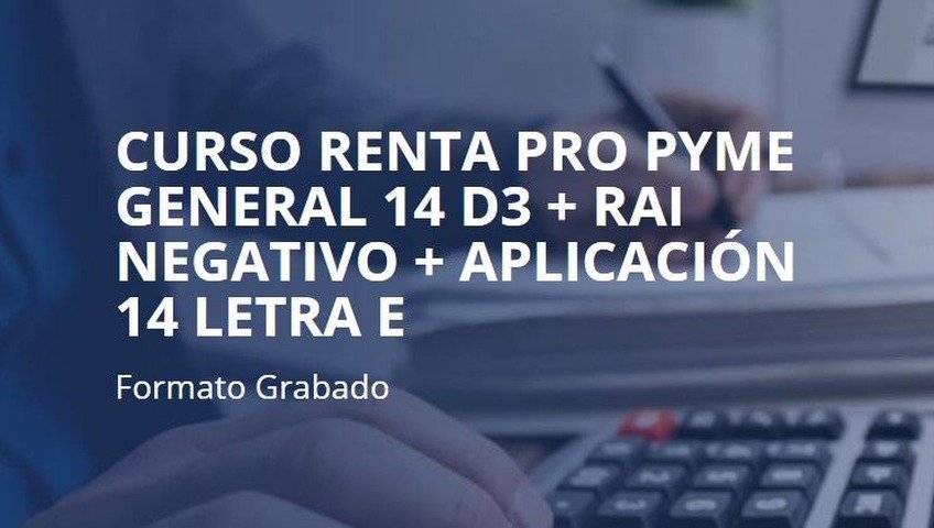 CURSO RENTA PRO PYME GENERAL 14 D3 + RAI NEGATIVO + APLICACIÓN 14 LETRA E