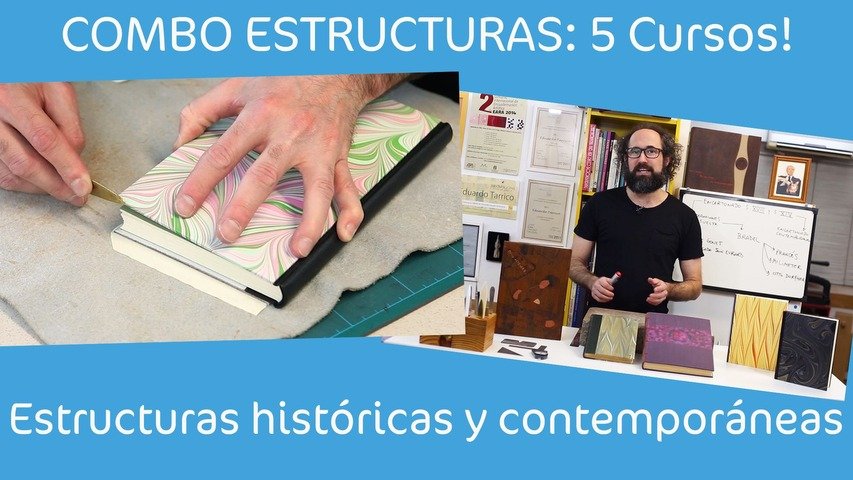 Combo: Todos los cursos de Estructuras! 5 cursos incluidos. Para aprender estructuras históricas y contemporáneas de encuadernación.