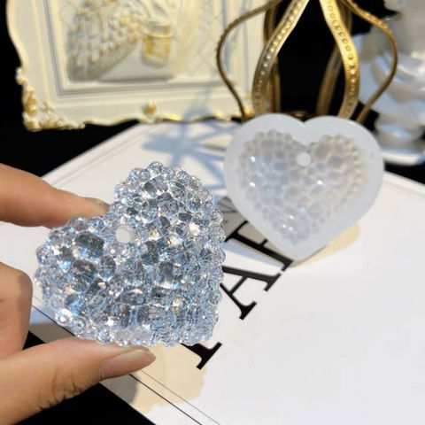 Molde de silicona corazón diamante con hueco 