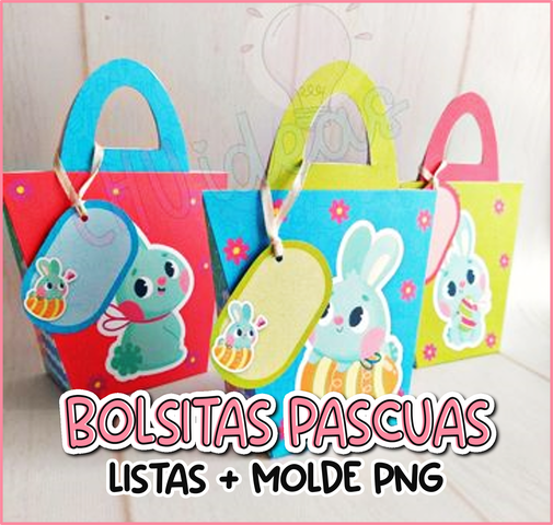 BOLSITAS PASCUAS X3 LISTAS + MOLDE PNG