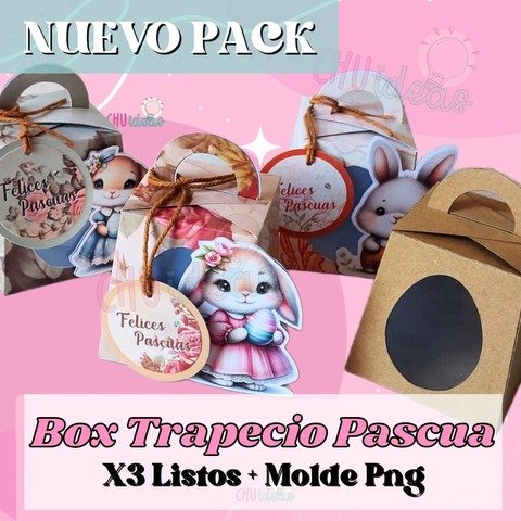 Pack trapecios conejitos Pascuas x3 + Molde PNG