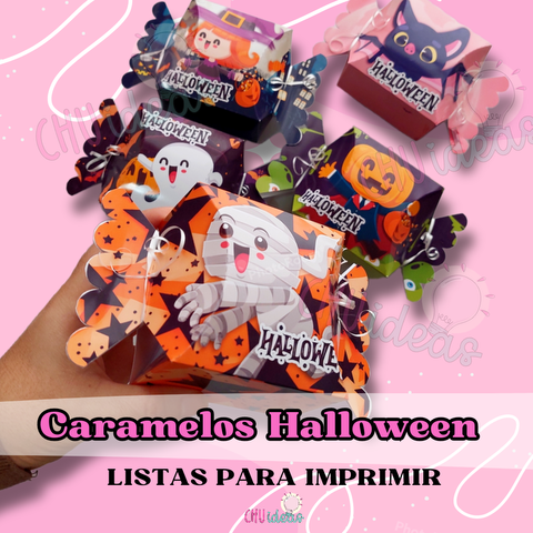CARAMELOS PARA HALLOWEEN Pack x 5 listas para imprimir