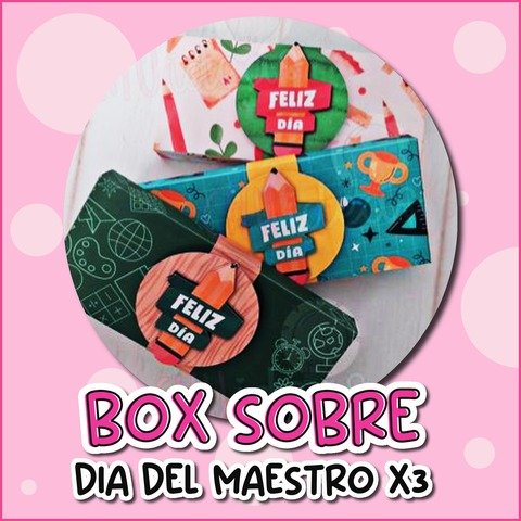 BOX SOBRE DIA DEL MAESTRO X3 MOTIVOS + Anotadores