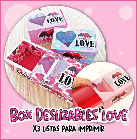 BOX DESLIZABLES LOVE X3 LISTAS PARA IMPRIMIR