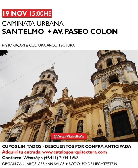 19 NOV (15:00hs) RECORRIDO ARQUITECTONICO: SAN TELMO + AV PASEO COLON (Walking Tour Buenos Aires)