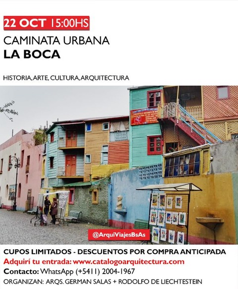 22 OCT (15:00hs) RECORRIDO ARQUITECTONICO: LA BOCA (Walking Tour Buenos Aires)