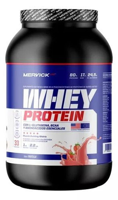 Suplemento En Polvo Mervicklab Whey Protein Proteínas Sabor Frutilla En Pote De Lucho Pilatti 3085