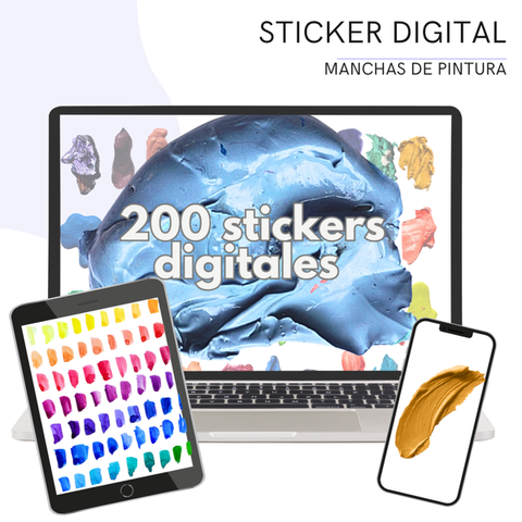 + 200 Stickers digitales manchas de Pintura