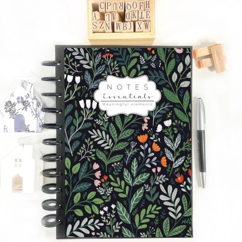 CUADERNO NOTES ESSENTIALS A4 FLOWERS IN BLACK