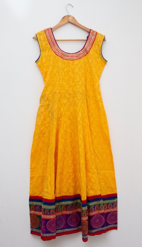 Vestido India Amarillo con Borde 