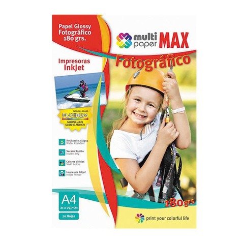 Hoja A4 Papermax Glossy 180gr x20 (Fotografico) Waterproof