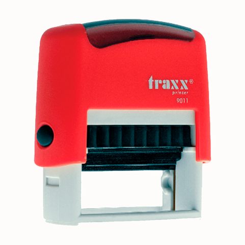  Promo sello completo Traxx (9011) + 3 líneas de texto Rojo