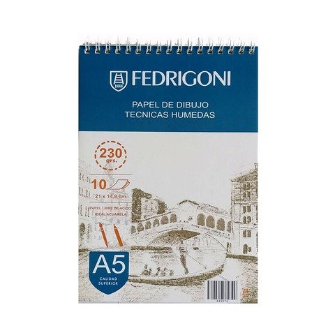 Block Fedrigoni Acuarela A5 230gr 10H Espiral. (640976)
