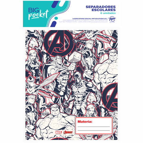 Separadores  N°3 x6 PPR - Avengers Historieta 2023