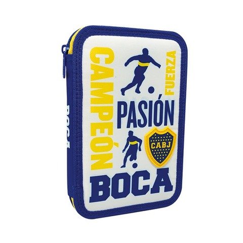 Cartuchera 1 Piso Tela Mooving Boca Jrs. Campeon, Fuerza, Pasion