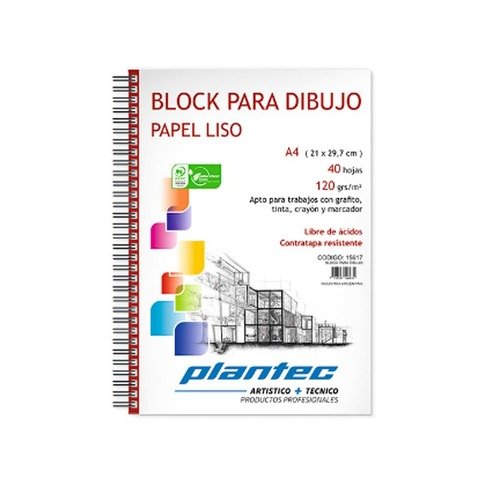 Block Plantec A4 Liso 120gr 40h Espiral Lateral 15617