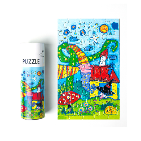 Juegos del Caracol Puzzle 40 Piezas 16x24cm. (Lata 6x18cm) Duende y Bruja