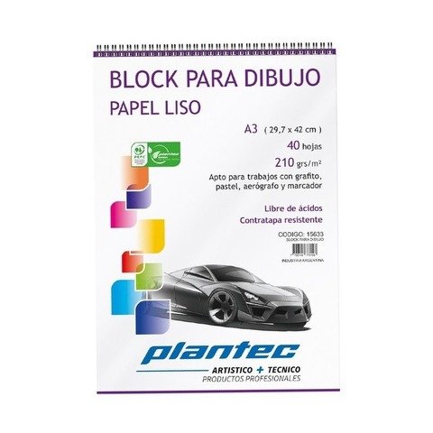 Block Plantec A3 Liso 210gr 40h Espiral 15633