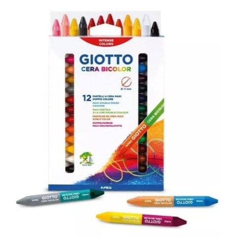 Cera Giotto Bicolor x12 - 24 Colores -  (11mm de Diametro)