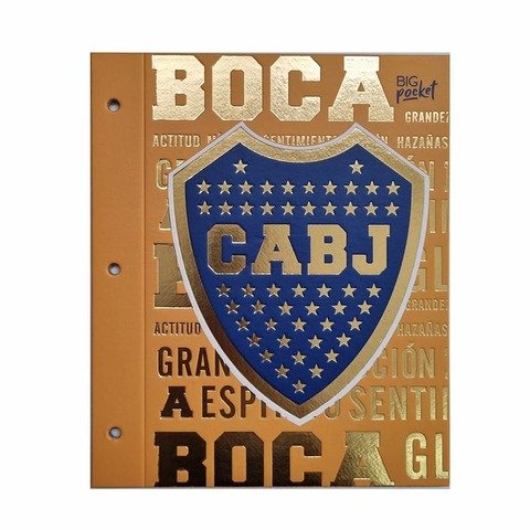 Carpeta Nº3 Dos Tapas PPR Boca - Escudo Dorado Fdo. Amarillo