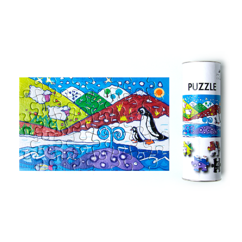 Juegos del Caracol Puzzle 40 Piezas 16x24cm. (Lata 6x18cm) Pingüinos