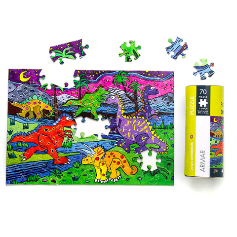 Juegos del Caracol Puzzle 70 Piezas 29x42cm. (Lata 9x22cm) Dinosaurios