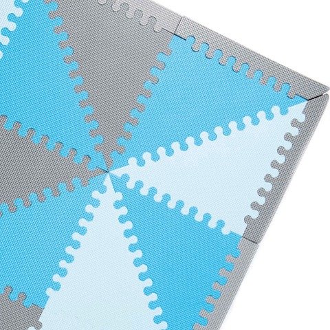 Goma Eva Pisos 32x32 x24 Piezas de 12mm Triangular con Bordes (93250) Celeste-Gris-Azul