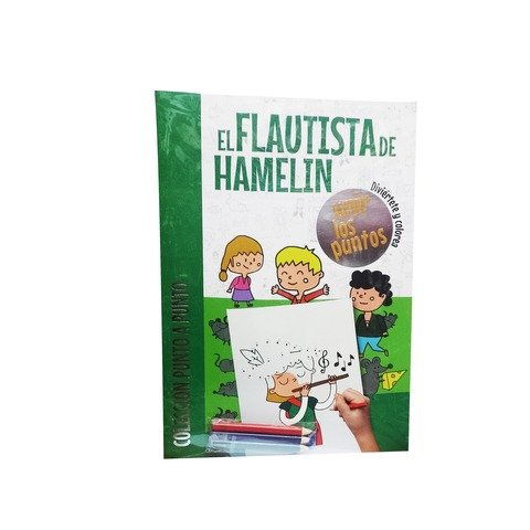 Libro Infantil Clásicos Punto a Punto para Colorear + Stickers El Flautista de Hamelin