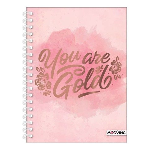 Cuaderno Espiralado 16x21 cm Mooving Golden Rose You are Gold