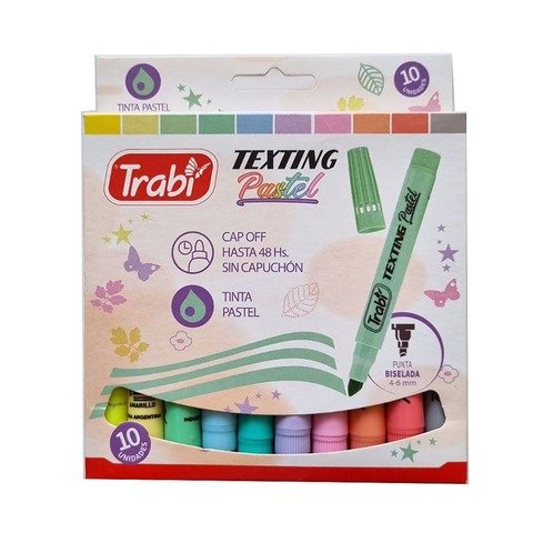 Resaltador Trabi Texting (Finito) Pastel x10 (9 Pastel +1 Fluo)