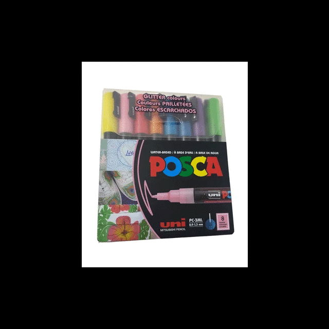 Set Marcadores Posca 3M - 8 Colores Glitter