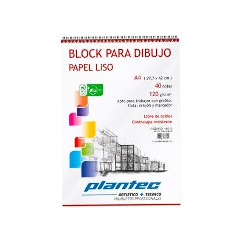 Block Plantec A4 Liso 120gr 40h Espiral Superior 15612