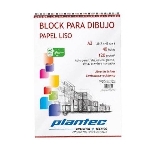 Block Plantec A3 Liso 120gr 40h Espiral 15613