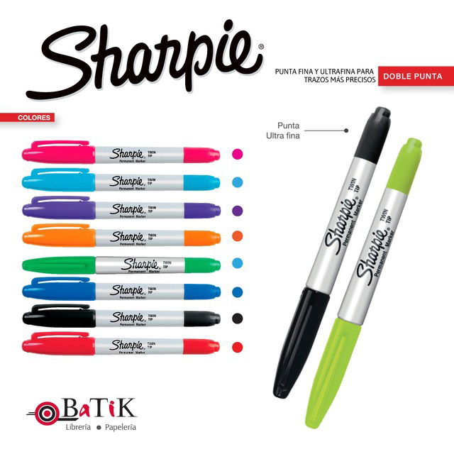 Marcador Sharpie Permanente Doble Punta - Batik - Librería & Papelería