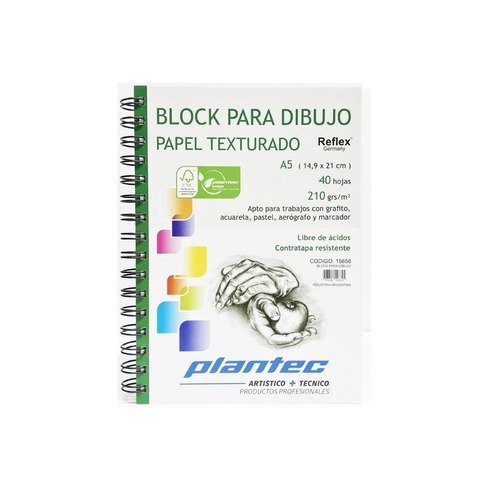 Block Plantec A5 Rugoso 210gr 40h Espiral Lateral 15656