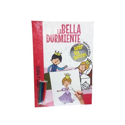 Libro Infantil Clásicos Punto a Punto para Colorear + Stickers La Bella Durmiente