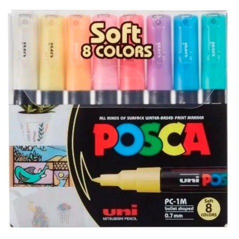 Marcador Uni Posca Set x 8 (PC-5M) Soft Colores Pasteles