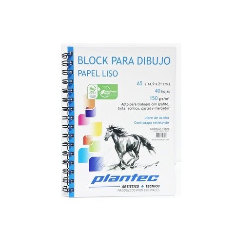 Block Plantec A5 Liso 150gr 40h Espiral Lateral 15626