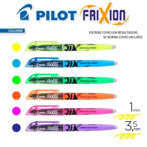 Resaltador Pilot Frixion (Borrable) Colores Flúo
