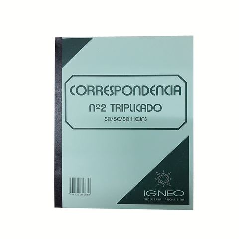 Cuaderno de Correspondencia Nº2 Triplicado 50/50/50 (17X22cm)