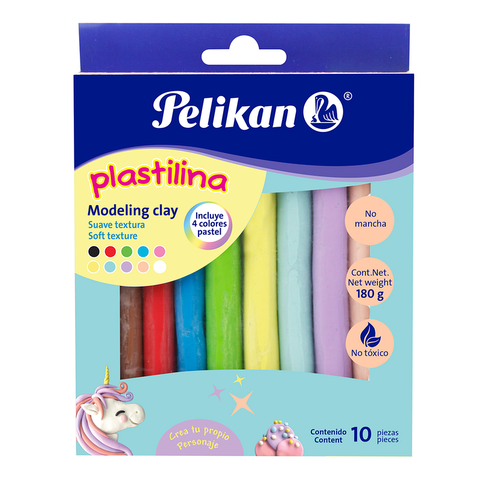 Plastilina Pelikan x10 Pastel (180Grs.)