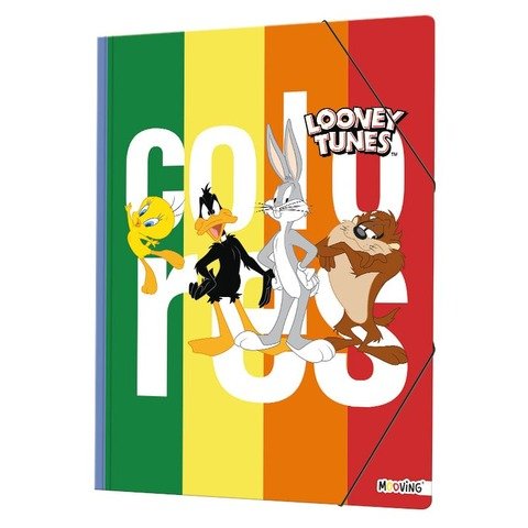 Carpeta Oficio con Elástico Mooving Looney Tunes 4 Personajes Colores