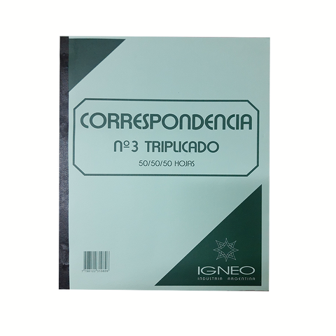 Cuaderno de Correspondencia Nº3 Triplicado 50/50/50 (22X28cm)
