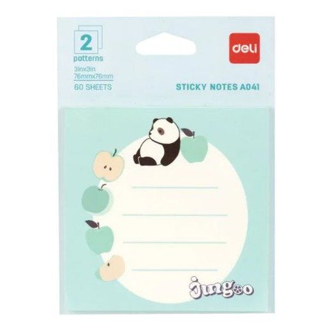 Notas Adhesivas Deli Jungoo Panda 76x 76mm 60hojas (2x30) (A041)