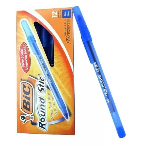 Lapicera Bic Round Stick M x12 Azul (20120)