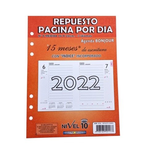 Repuesto Agenda 2022 Nivel 10 Nro8 Diario 