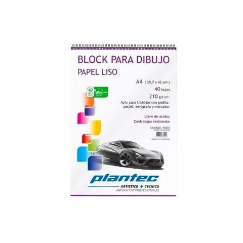 Block Plantec A4 Liso 210gr 40h Espiral Superior 15632