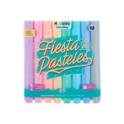 Mooving Coloring Resaltadores x8 Pastel Fiesta de Pasteles