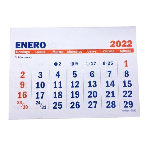 Calendario 2022 (Sin Espiral) 21 x 30 cm