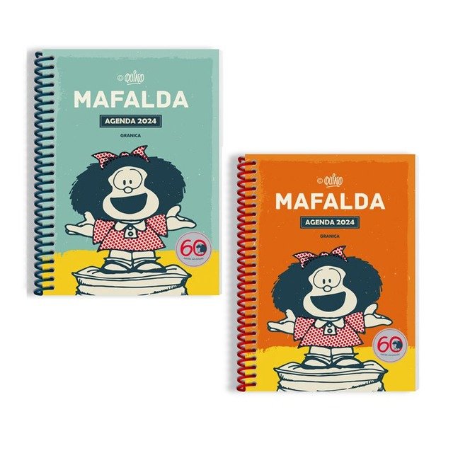 Mafalda 2024 Anillada Modulos Turquesa - Agenda Planner - by Quino